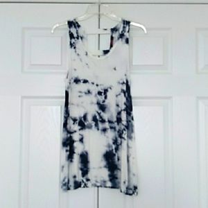T Party Dark Blue & White Tie Dye Open Back Tank Top
